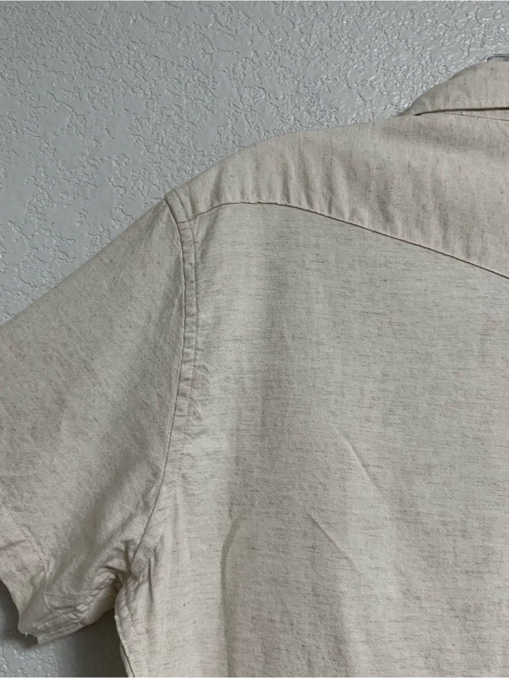 Taylor Stitch Shirt Mens 40/M Western Short Sleeve Pearl Snap Cotton Linen Beige - Picture 8 of 12